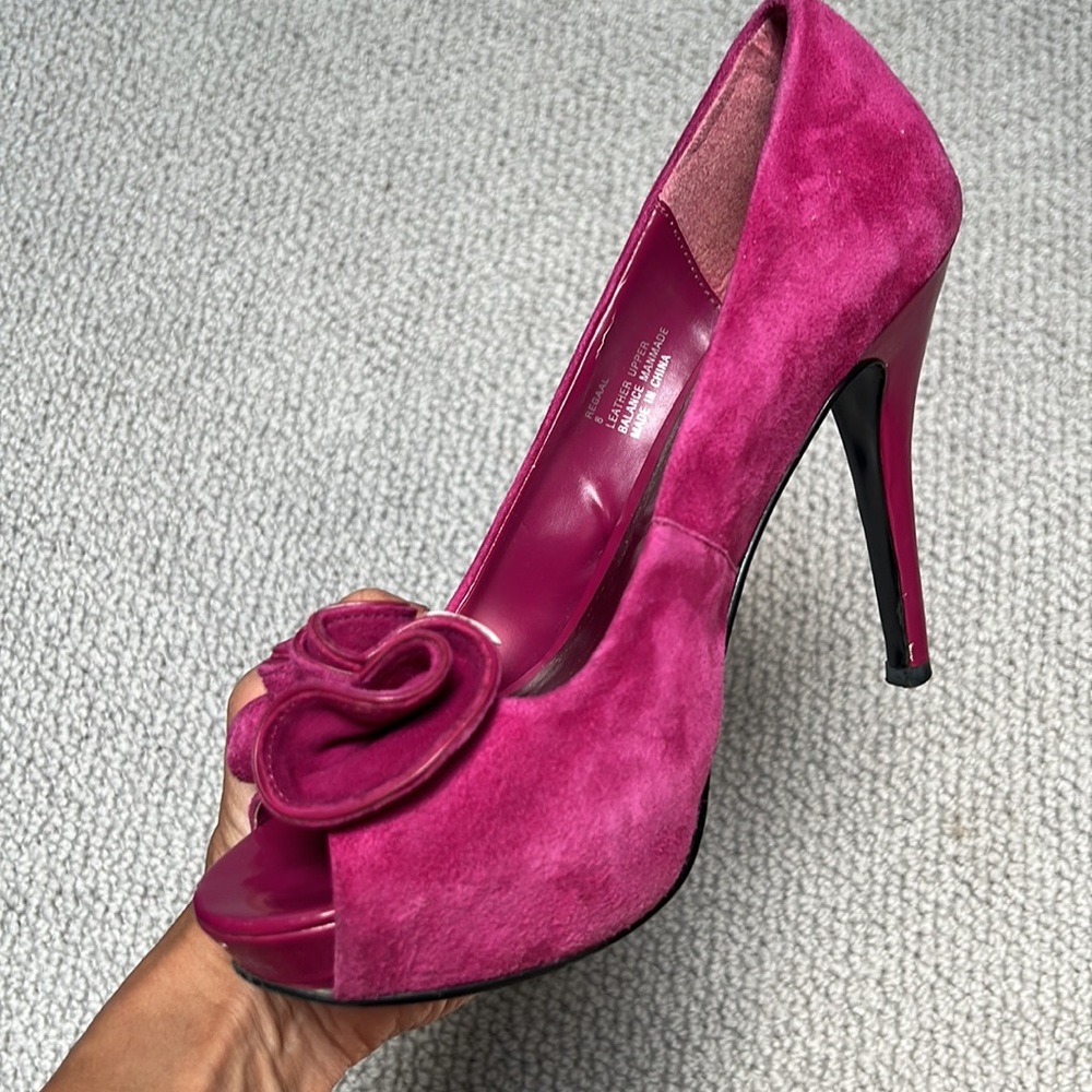 Velvet Pink Bow Stiletto Pumps